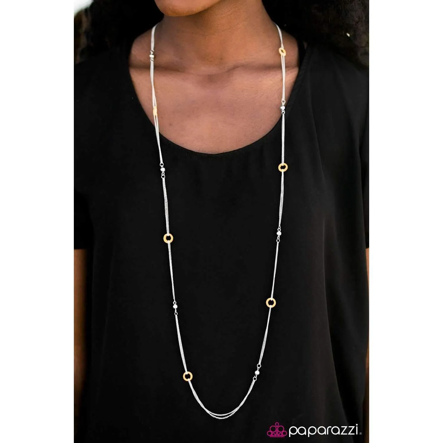 Paparazzi West Coast Fashion Yellow Hoops Silver Bead Necklace & Earring Set