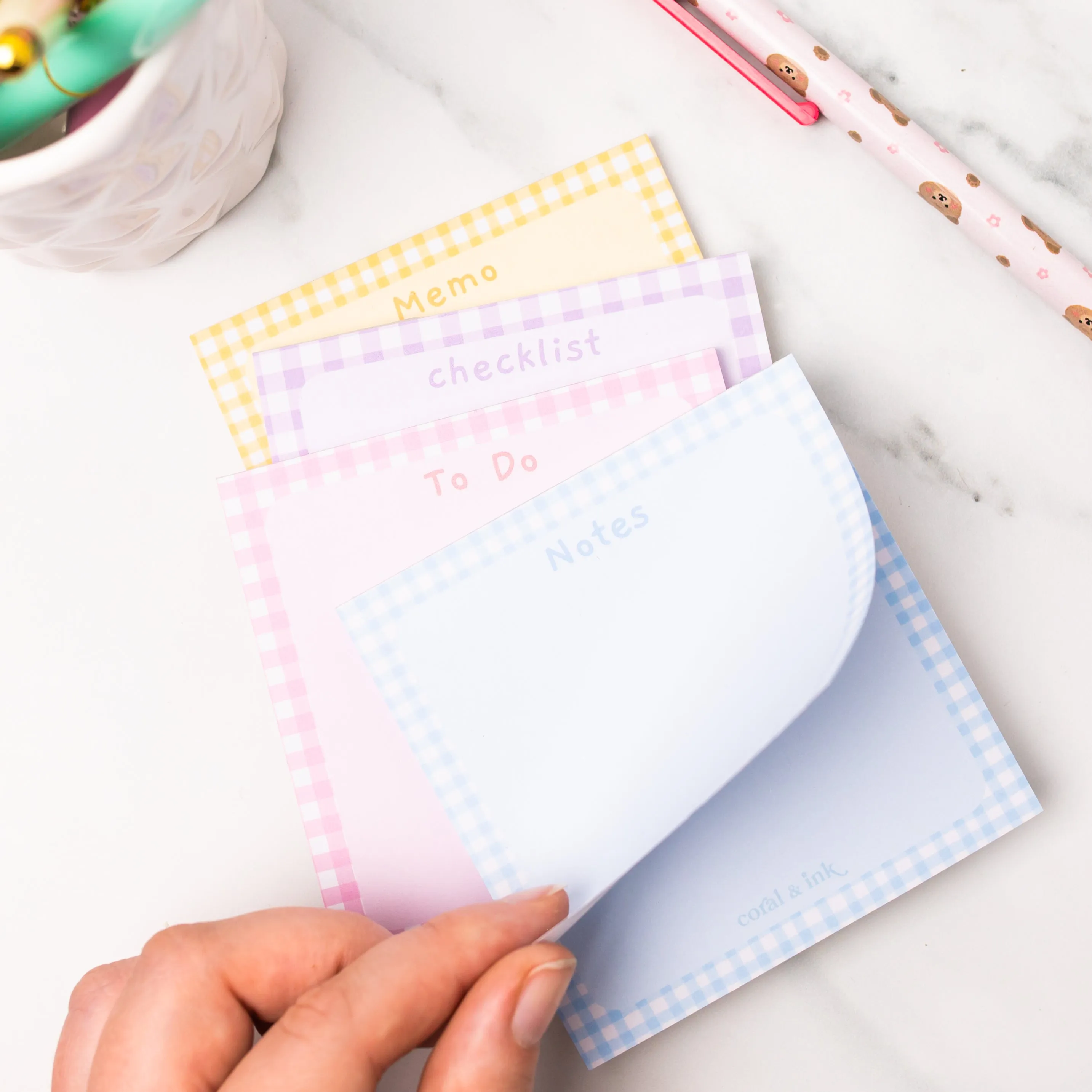 Pastel Gingham Aesthetic Memo Pads