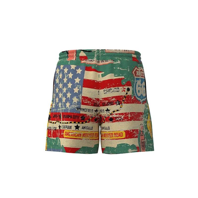 PATRIOTIC FLAG ROUTE 66 5'' INSEAM INSEAM SWIM TRUNKS