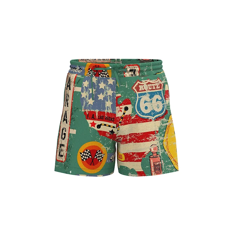 PATRIOTIC FLAG ROUTE 66 5'' INSEAM INSEAM SWIM TRUNKS