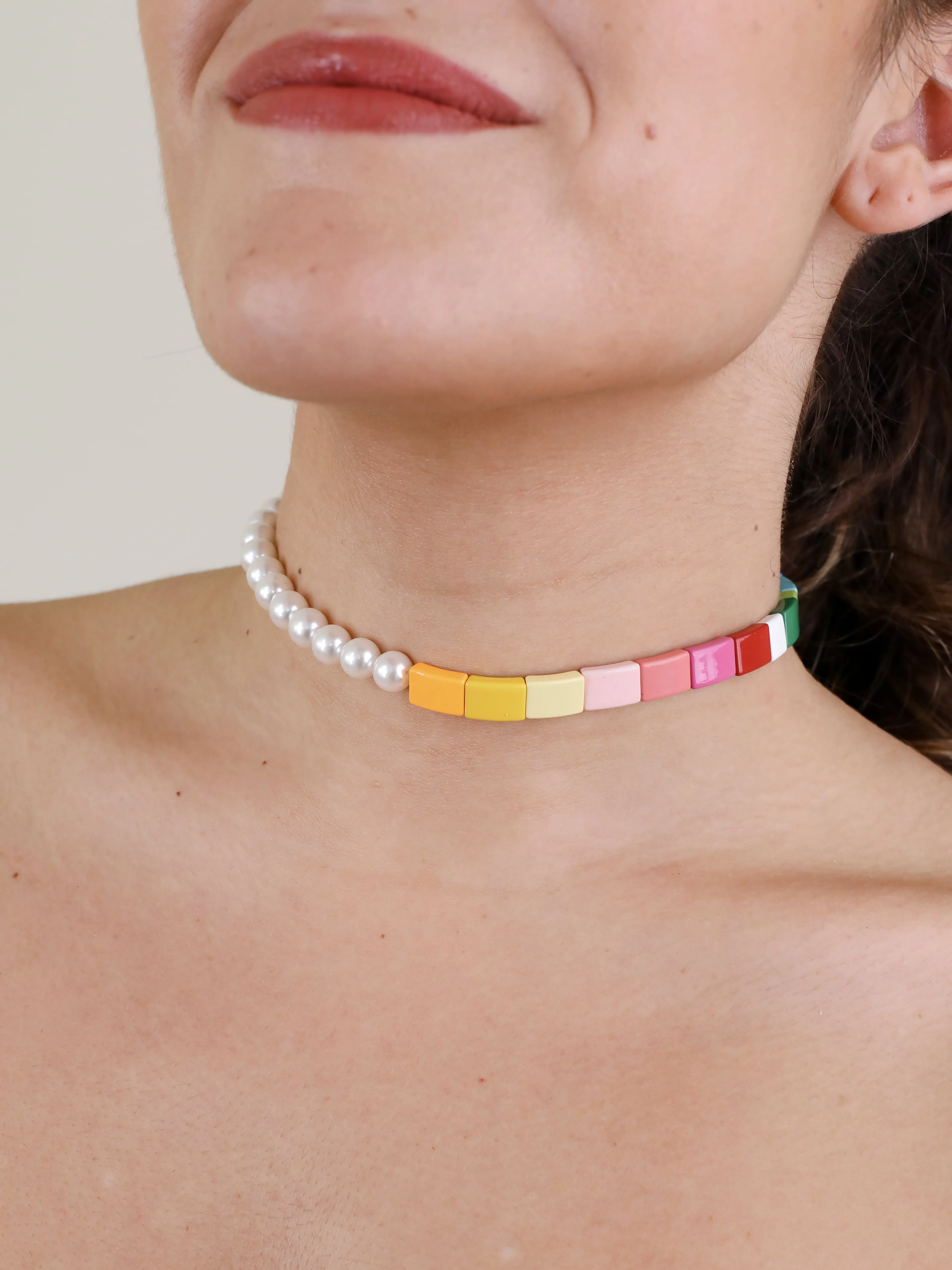 Pearl Rainbow Choker