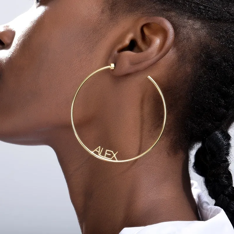 Personalised 18K Gold Plated Simple Name Hoops (Bottom)
