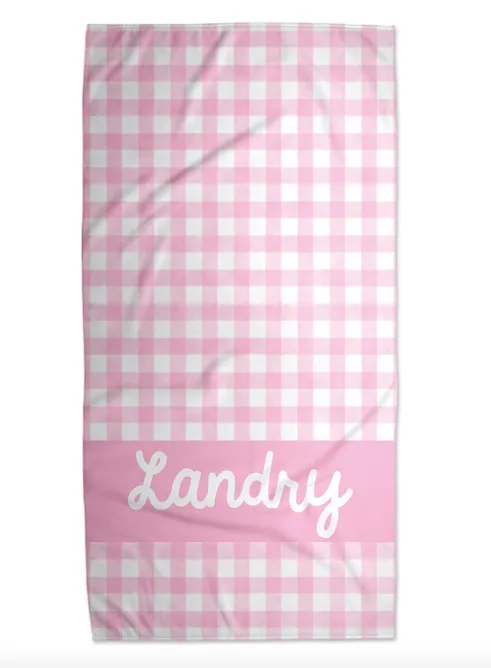Personalized Kids Pool Towel Gingham