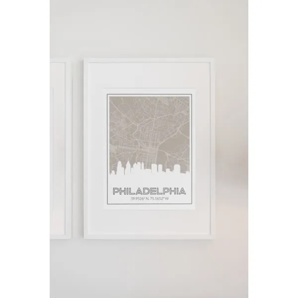 Philadelphia Pennsylvania skyline and map