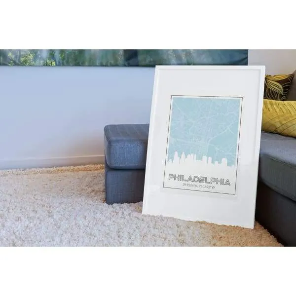 Philadelphia Pennsylvania skyline and map