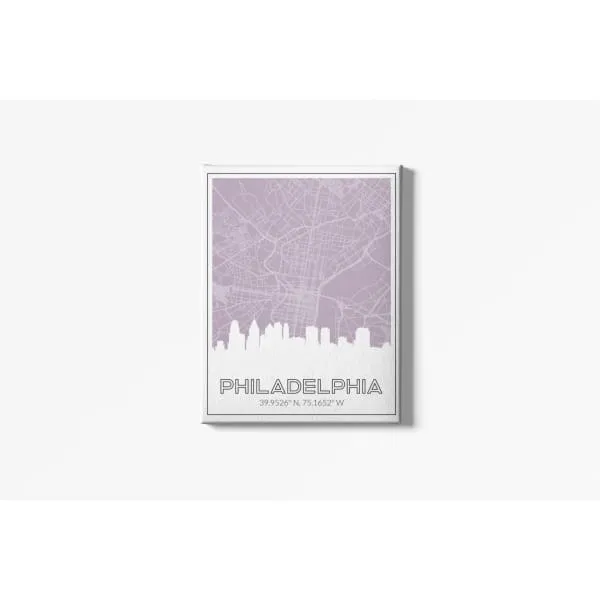 Philadelphia Pennsylvania skyline and map