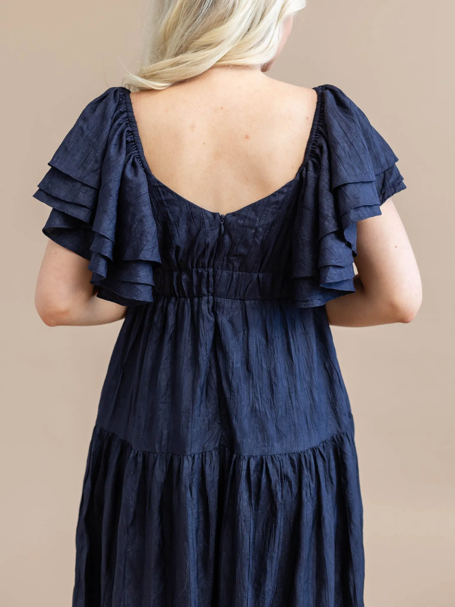 PINCH Flutter Sleeve Tiered Maxi Dress