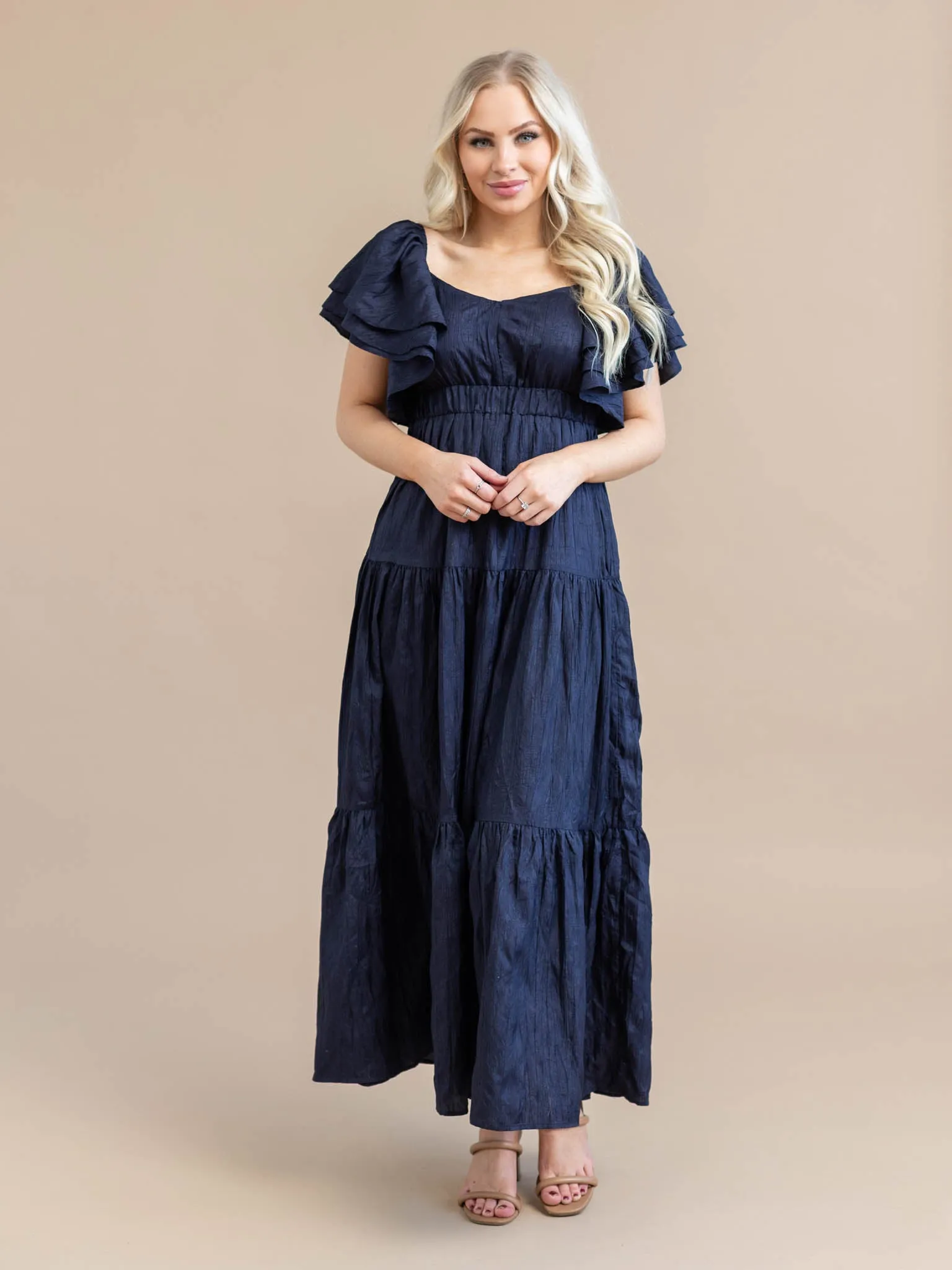 PINCH Flutter Sleeve Tiered Maxi Dress