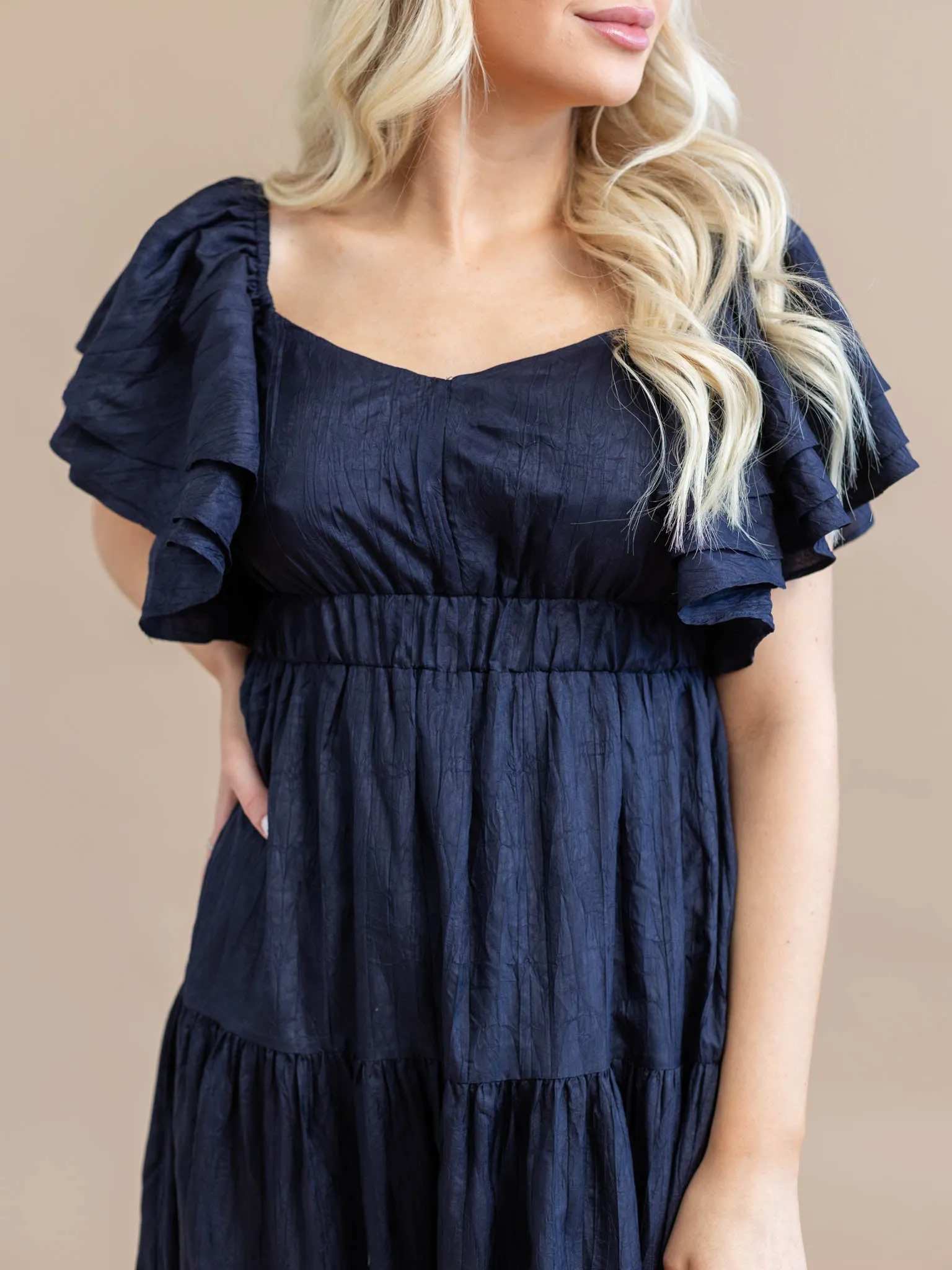 PINCH Flutter Sleeve Tiered Maxi Dress