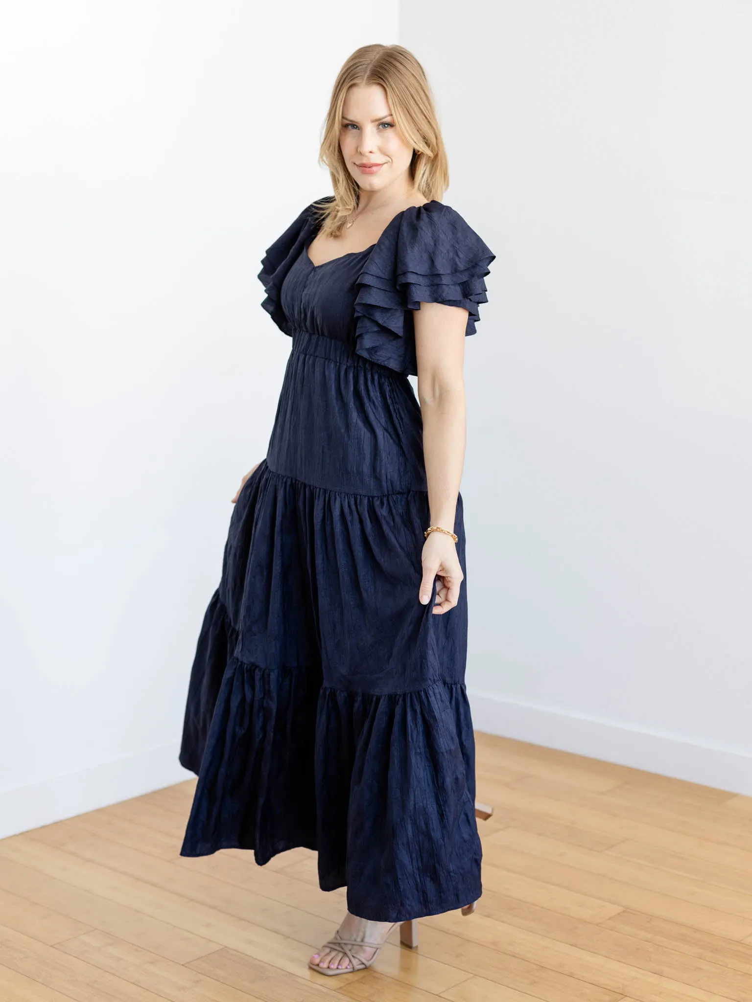 PINCH Flutter Sleeve Tiered Maxi Dress