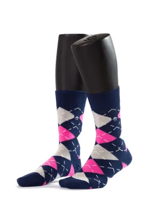 Pink Argyle Design Women Bamboo Socks