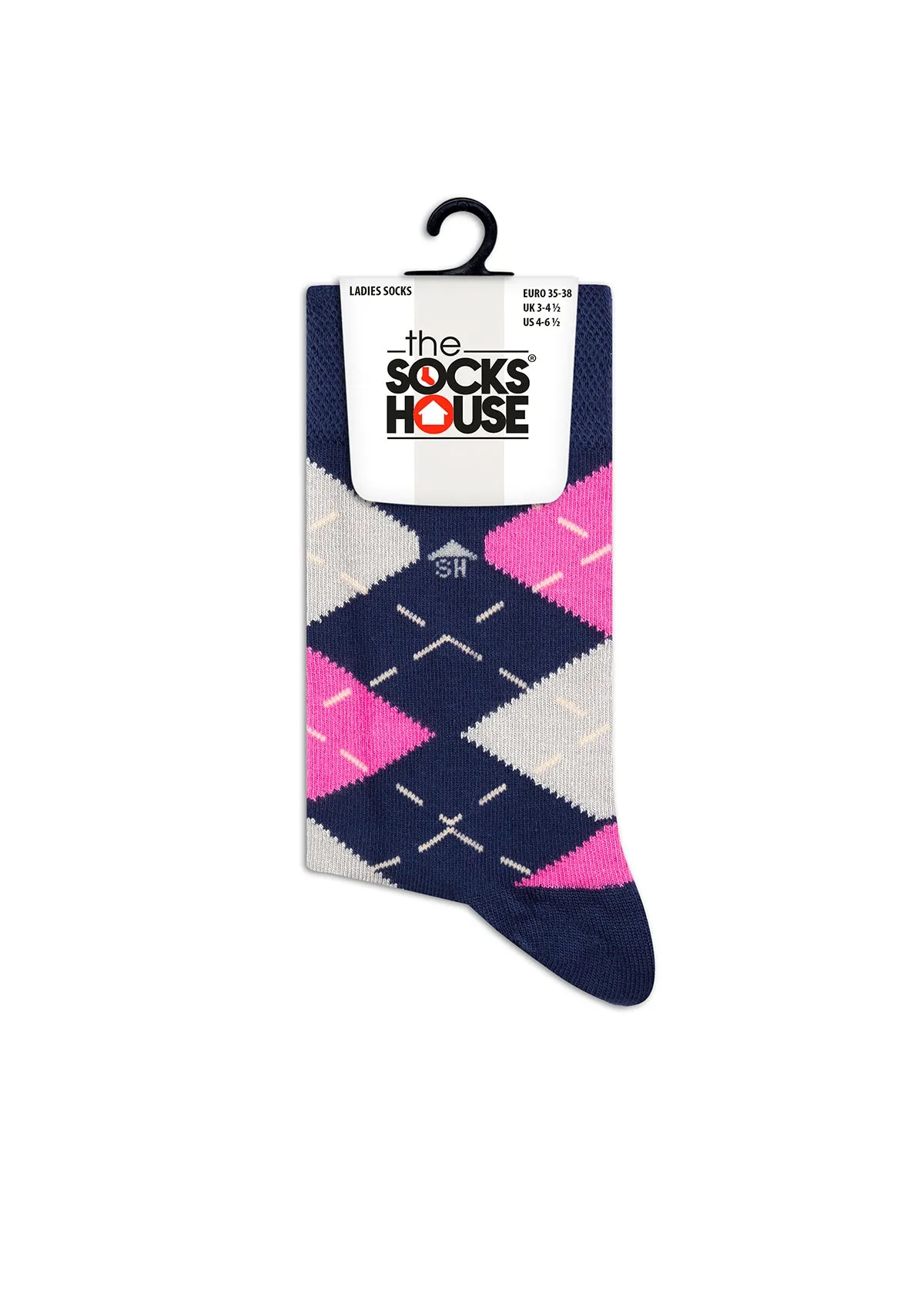 Pink Argyle Design Women Bamboo Socks