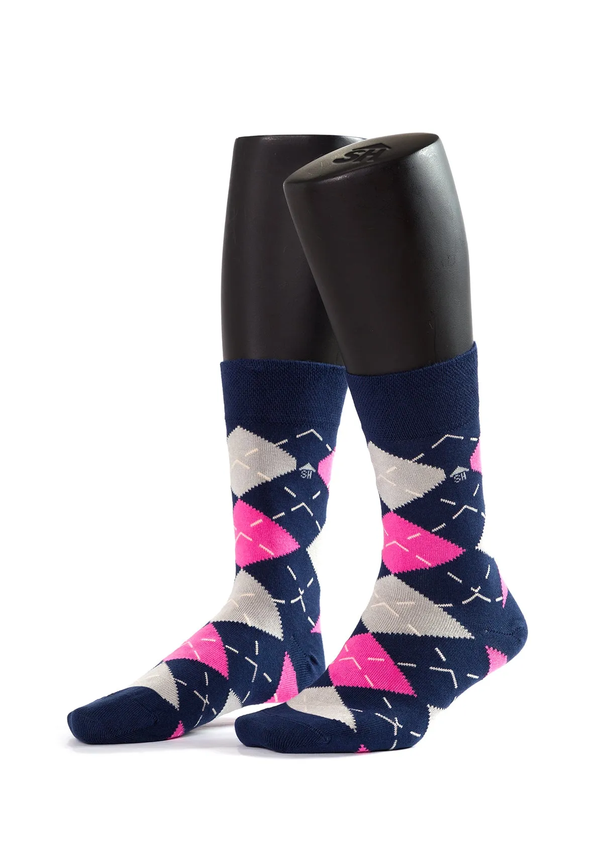 Pink Argyle Design Women Bamboo Socks
