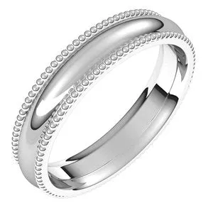 Platinum 4 mm Beaded Comfort-Fit Band Size 7