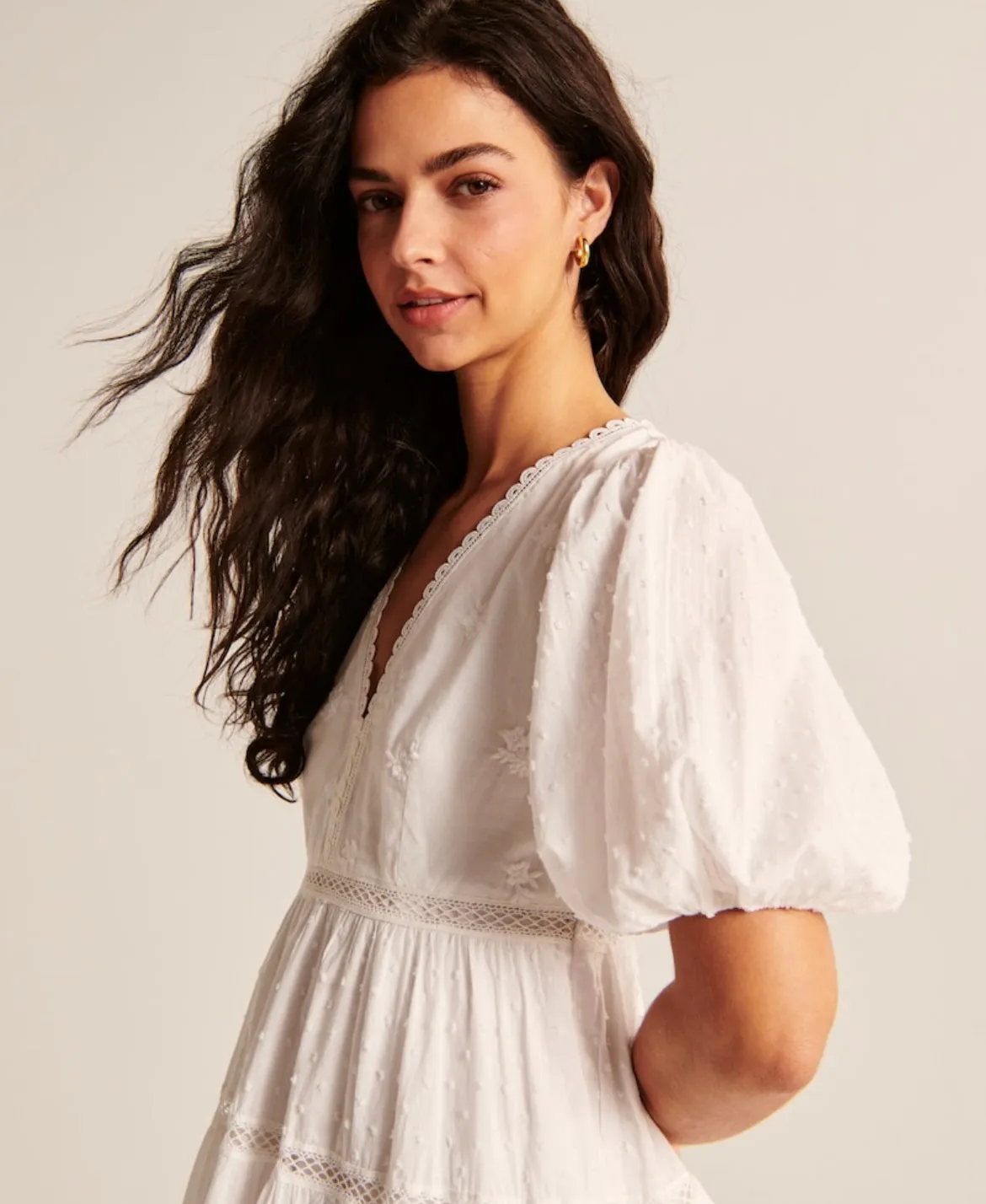 Plunge Puff Sleeve Dress