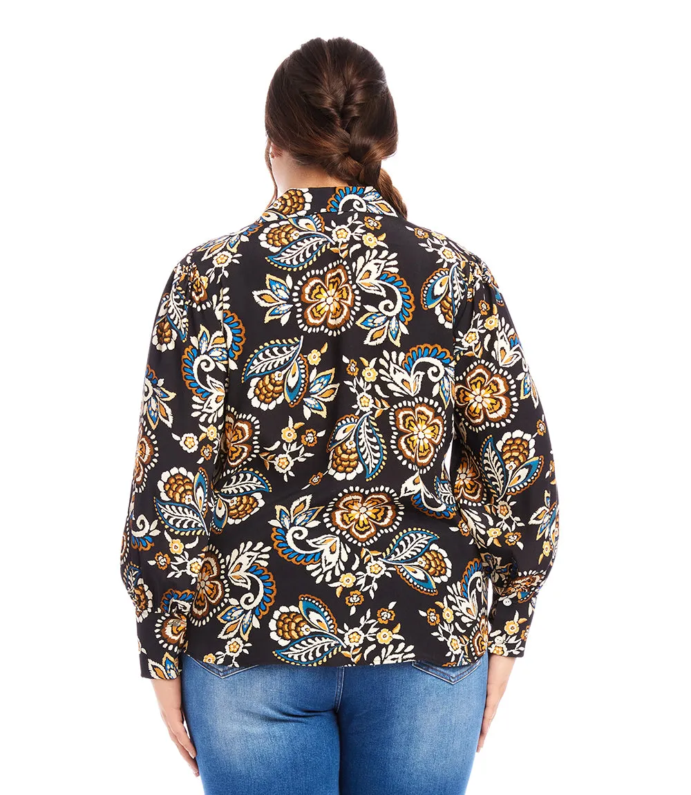 Plus Size Blouson V-Neck Top