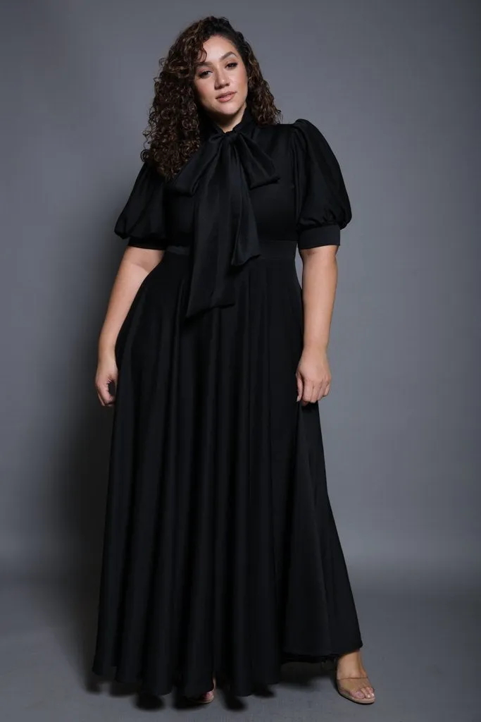 Plus Size Puff Sleeve Flowy Maxi Dress