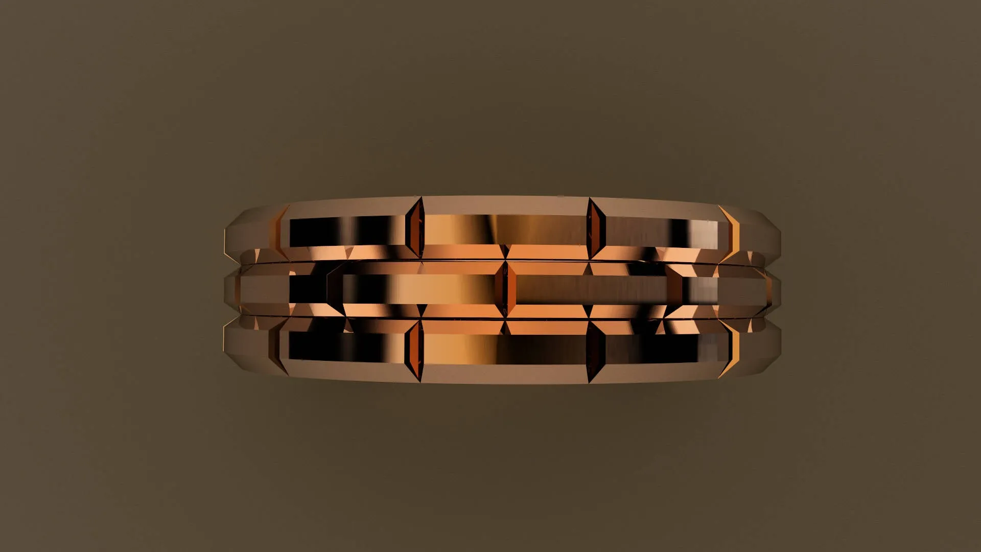 Polished Rose Gold 6mm Brick Wedding Band