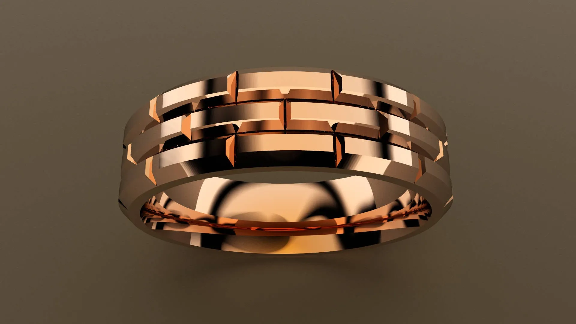 Polished Rose Gold 6mm Brick Wedding Band
