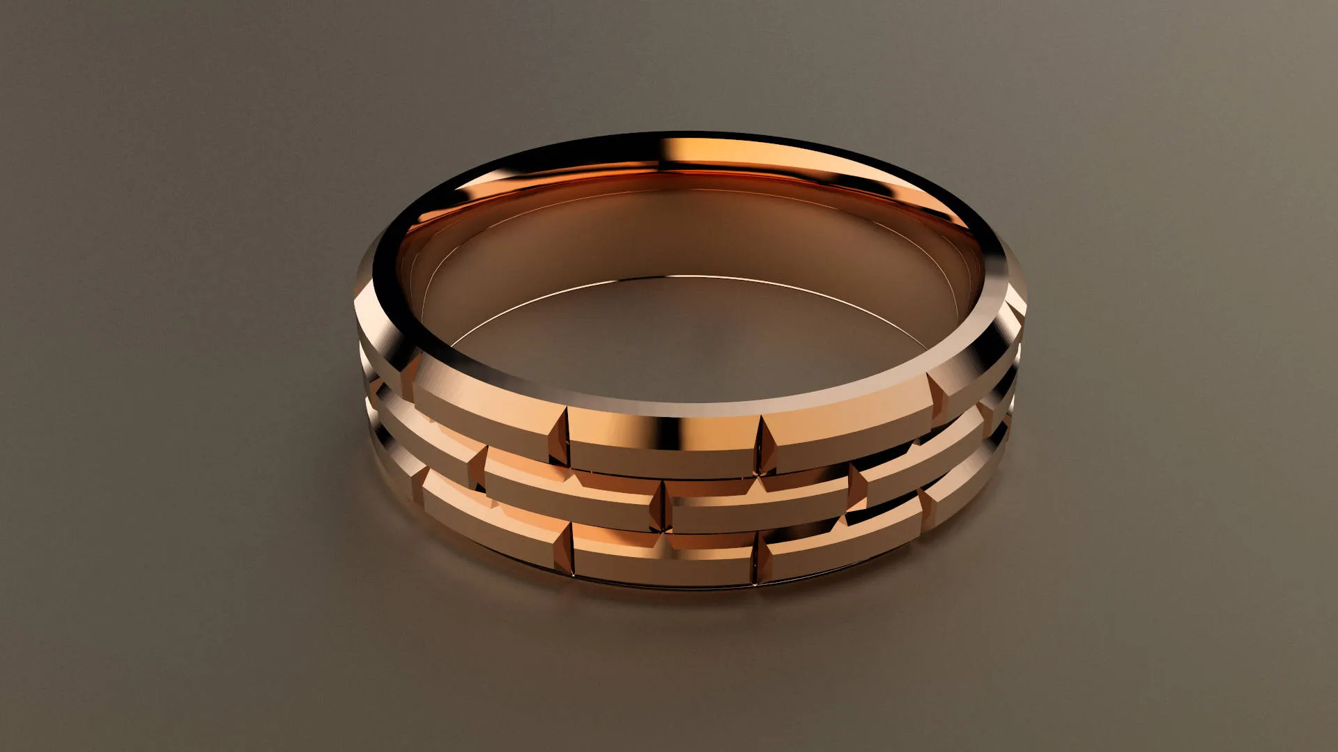 Polished Rose Gold 6mm Brick Wedding Band