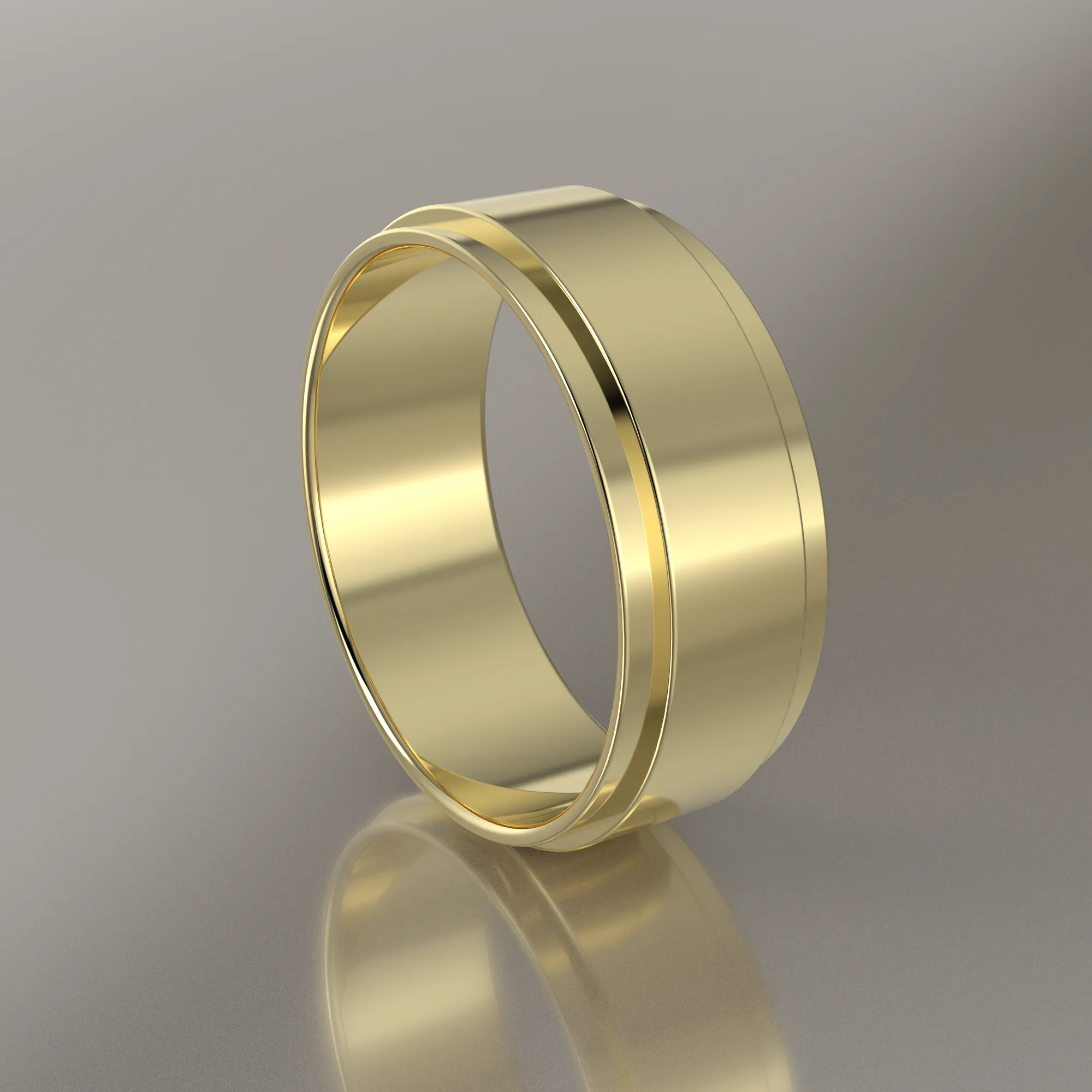 Polished Yellow Gold 7mm Step Edge Wedding Band