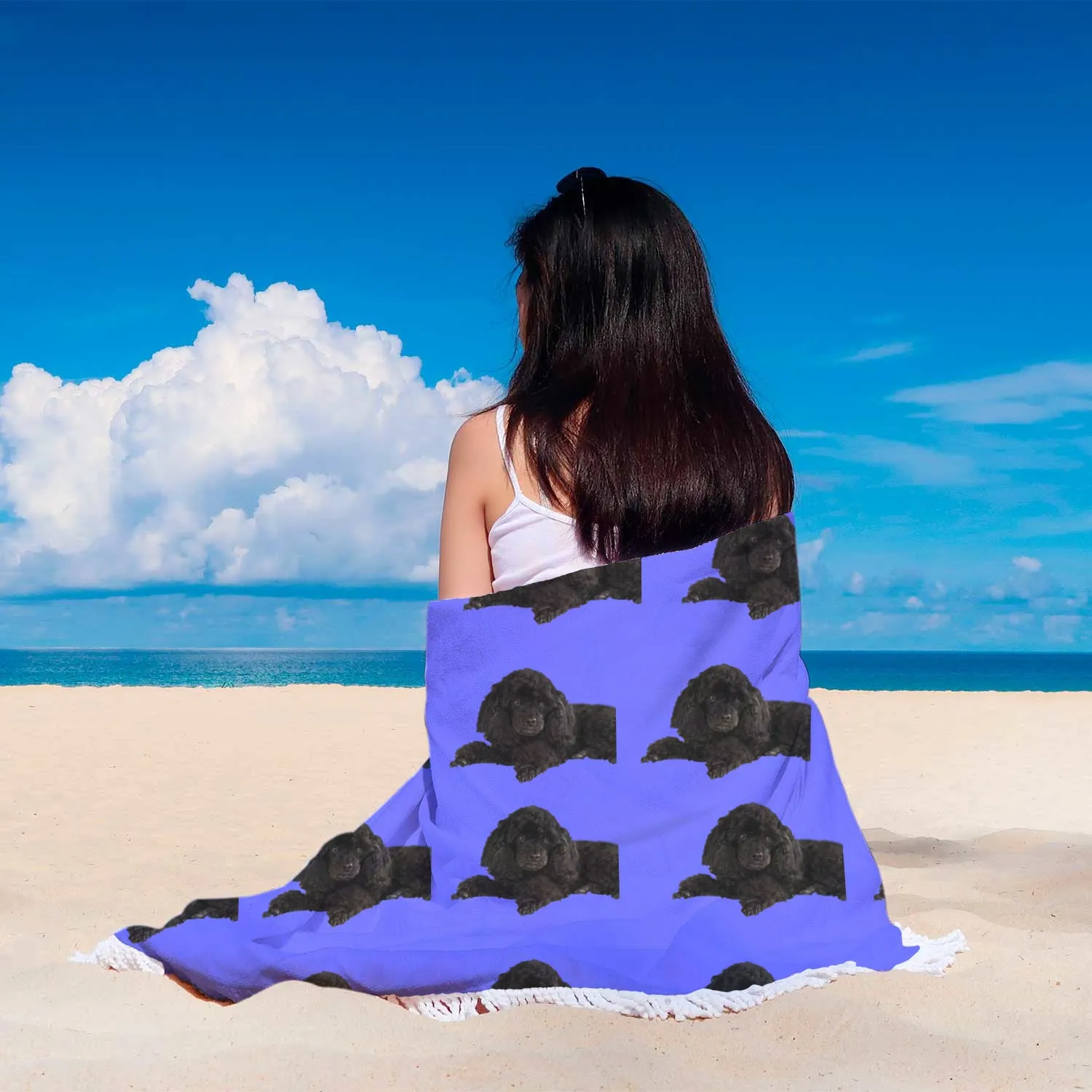Poodle Beach Blanket - Black
