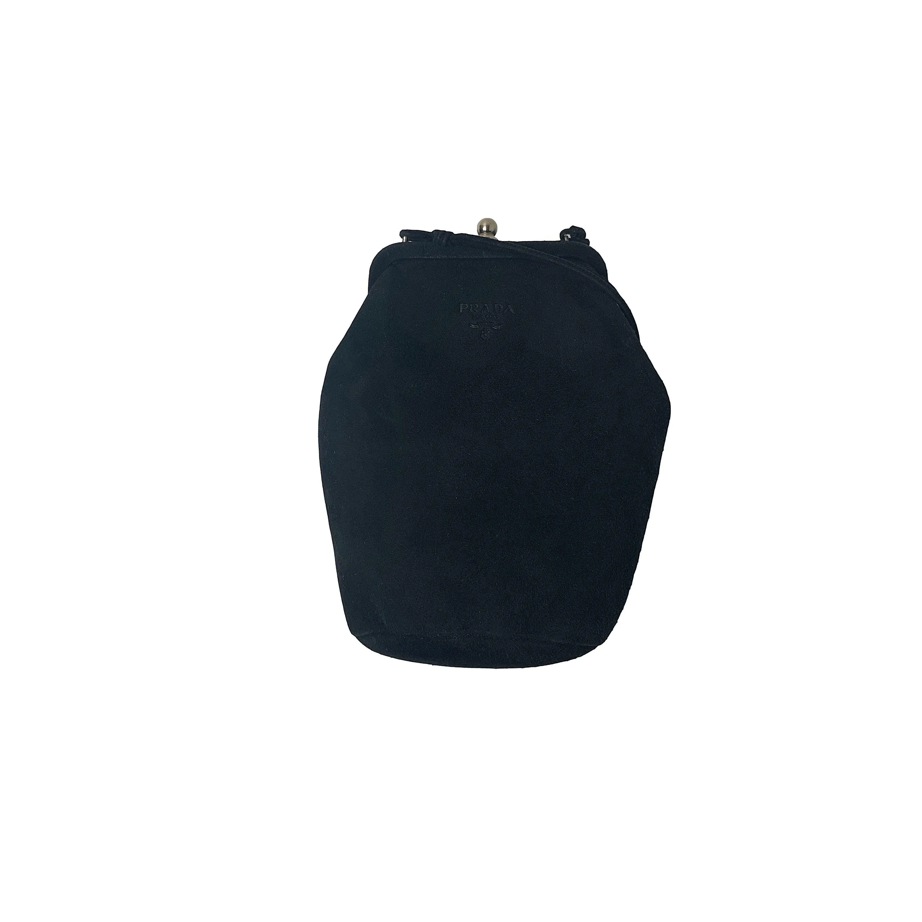 Prada Black Suede Kiss Lock Bag