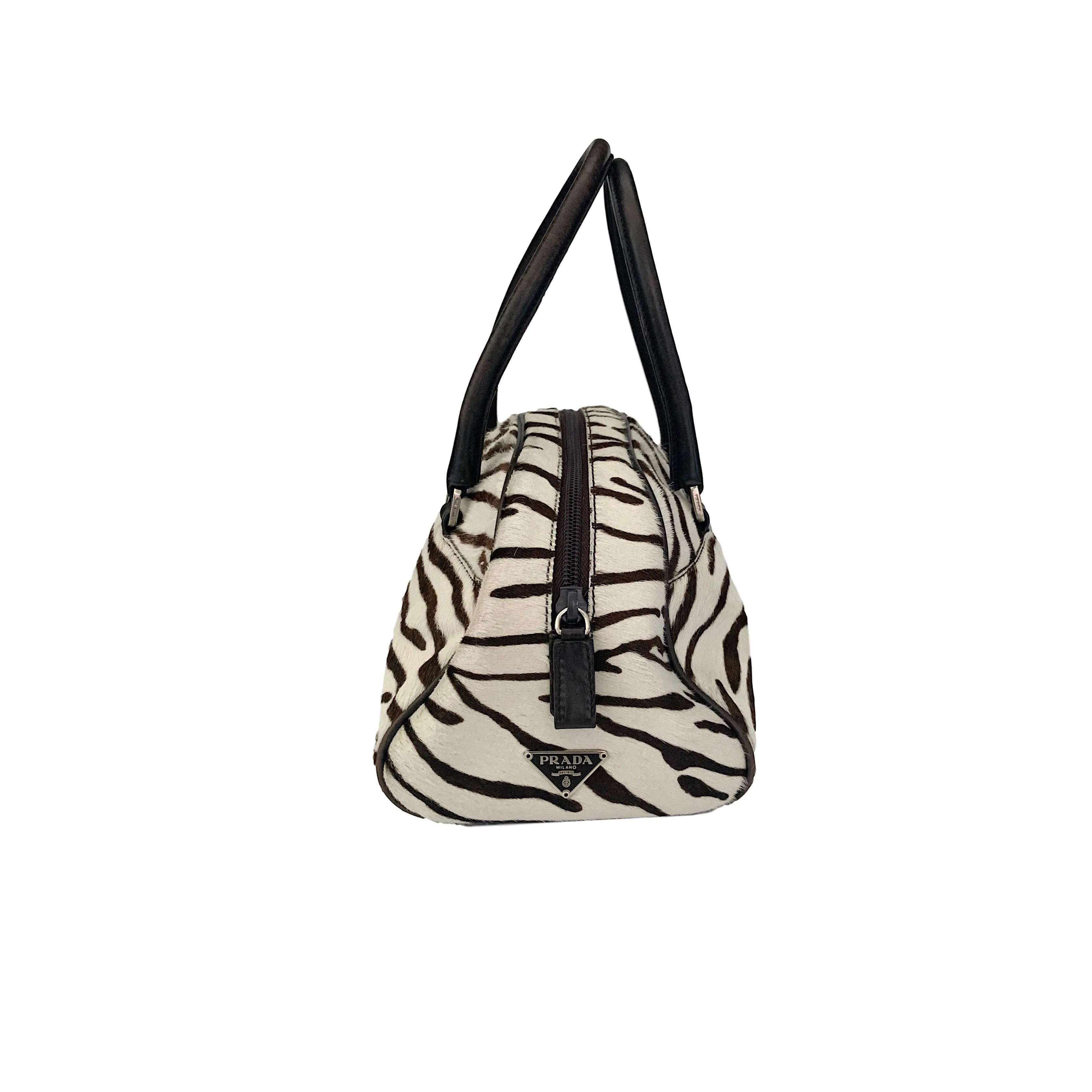Prada Zebra Logo Bowler Bag