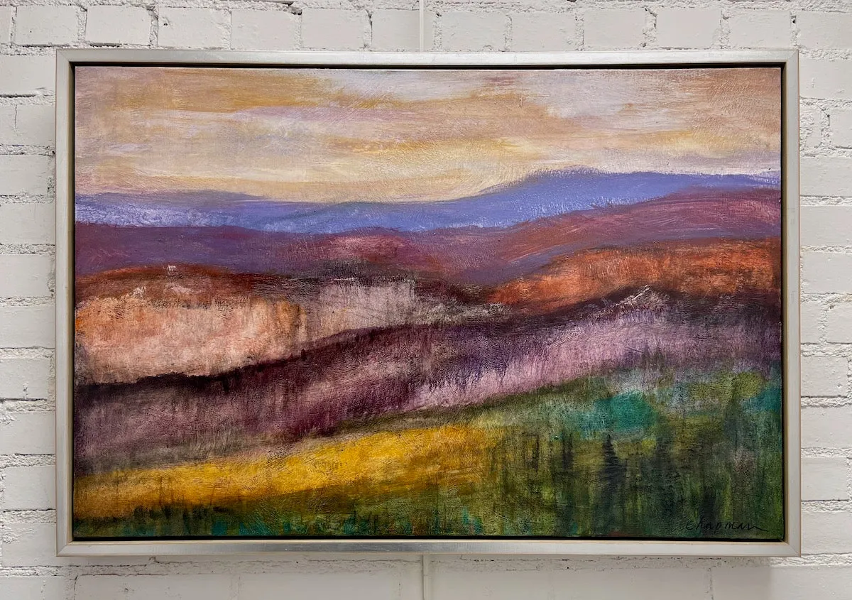 "Autumnal Musings at Lonesome Valley" Original Charcoal and Acrylic Wash Painting/ Framed