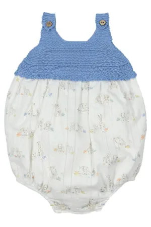 "Avery" Dusky Blue Half Knit Safari Romper