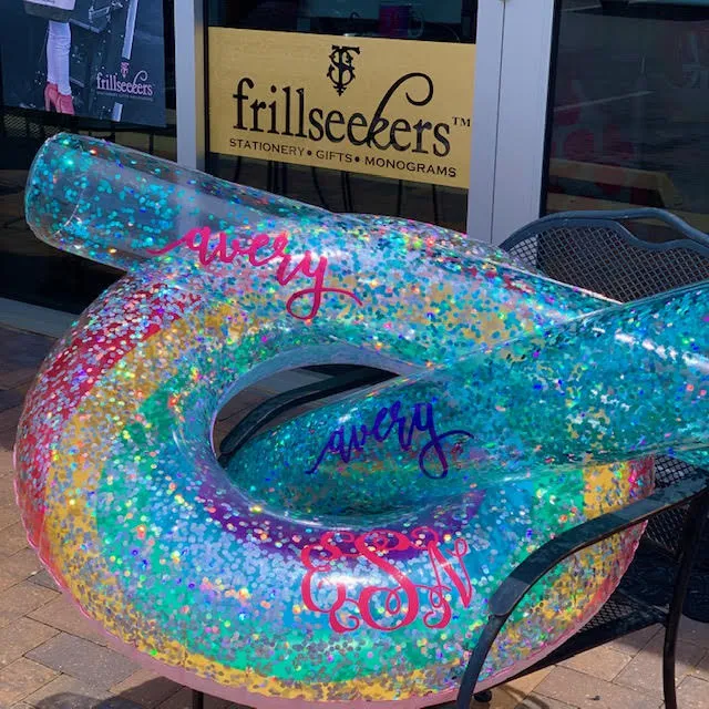 Rainbow Glitter Confetti Pool Ring Float Clear
