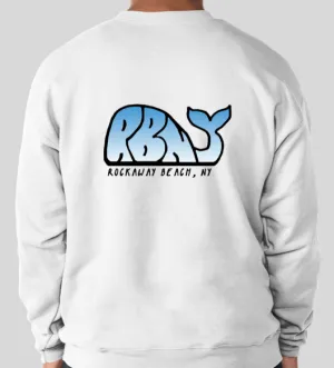RBNY White Crewneck with Blue Gradient Whale Logo