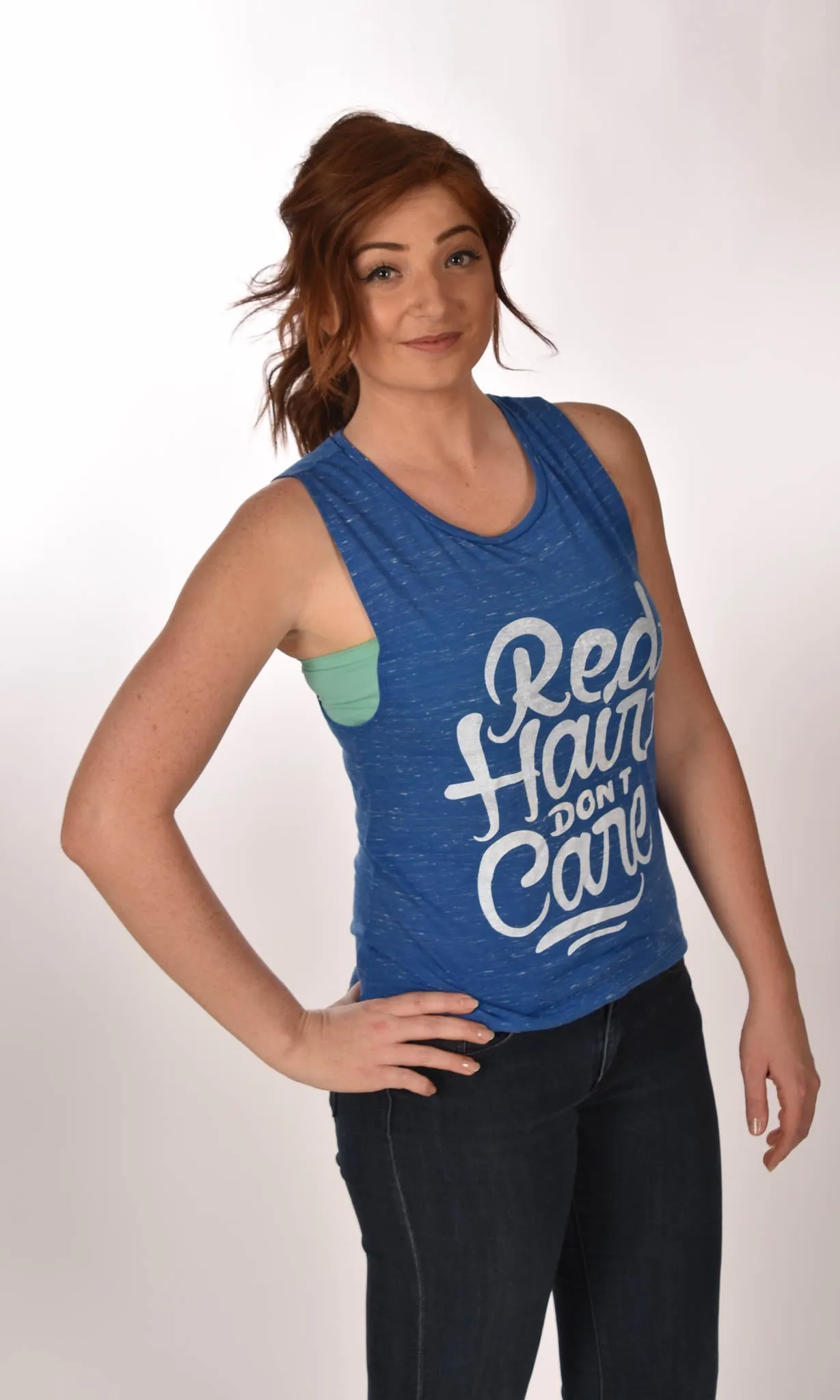 Red Hair Don't Care Swirl Flowy Scoop Marble Tank
