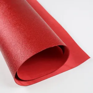 Red Saffiano Style Upholstery Leather - Sold By The Piece