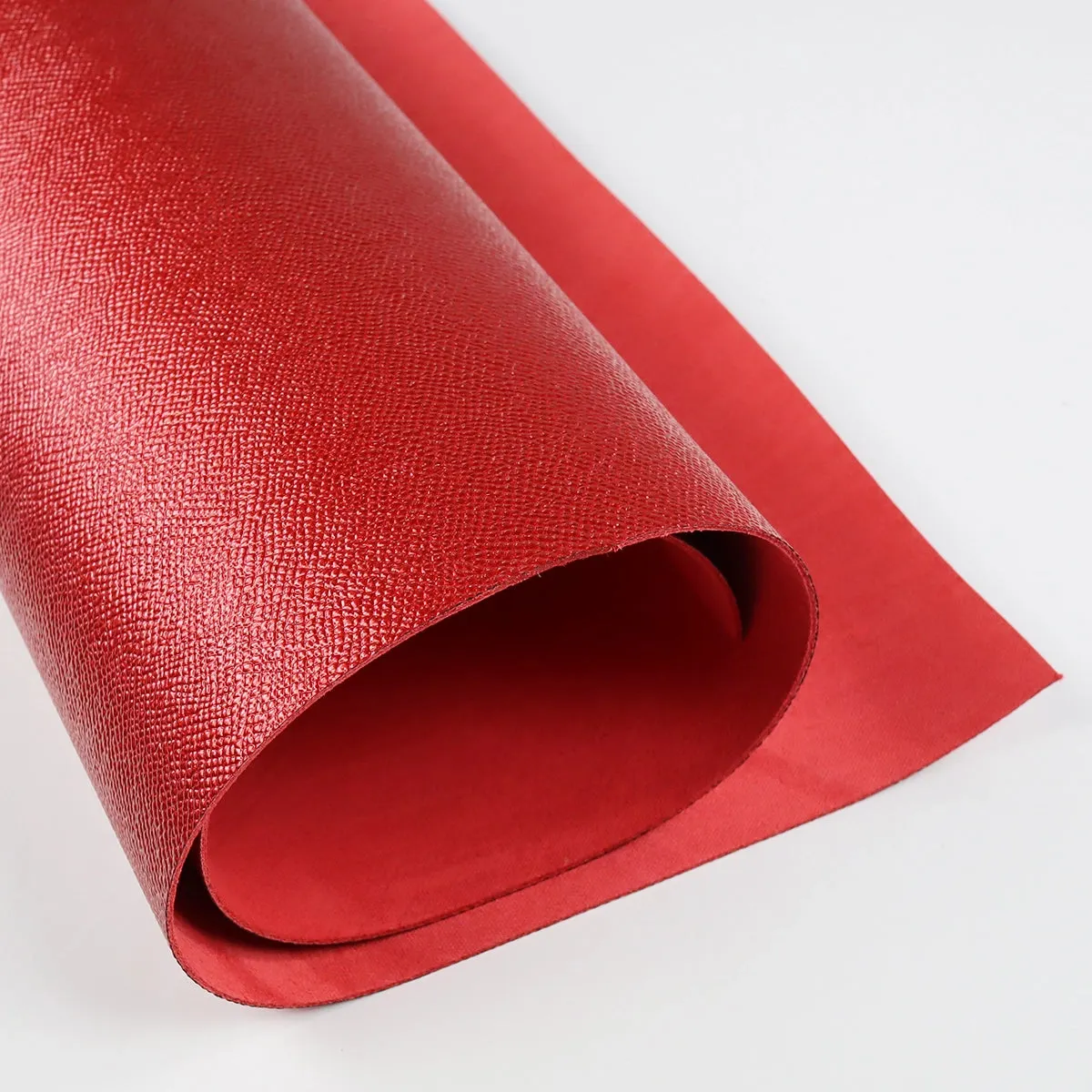 Red Saffiano Style Upholstery Leather - Sold By The Piece
