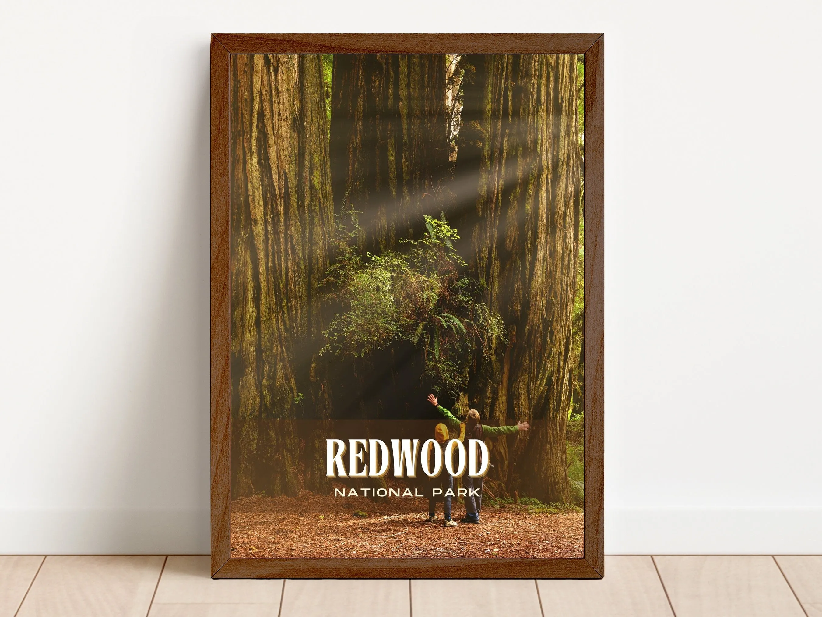 Redwood National Park Retro Wall Art, California, USA