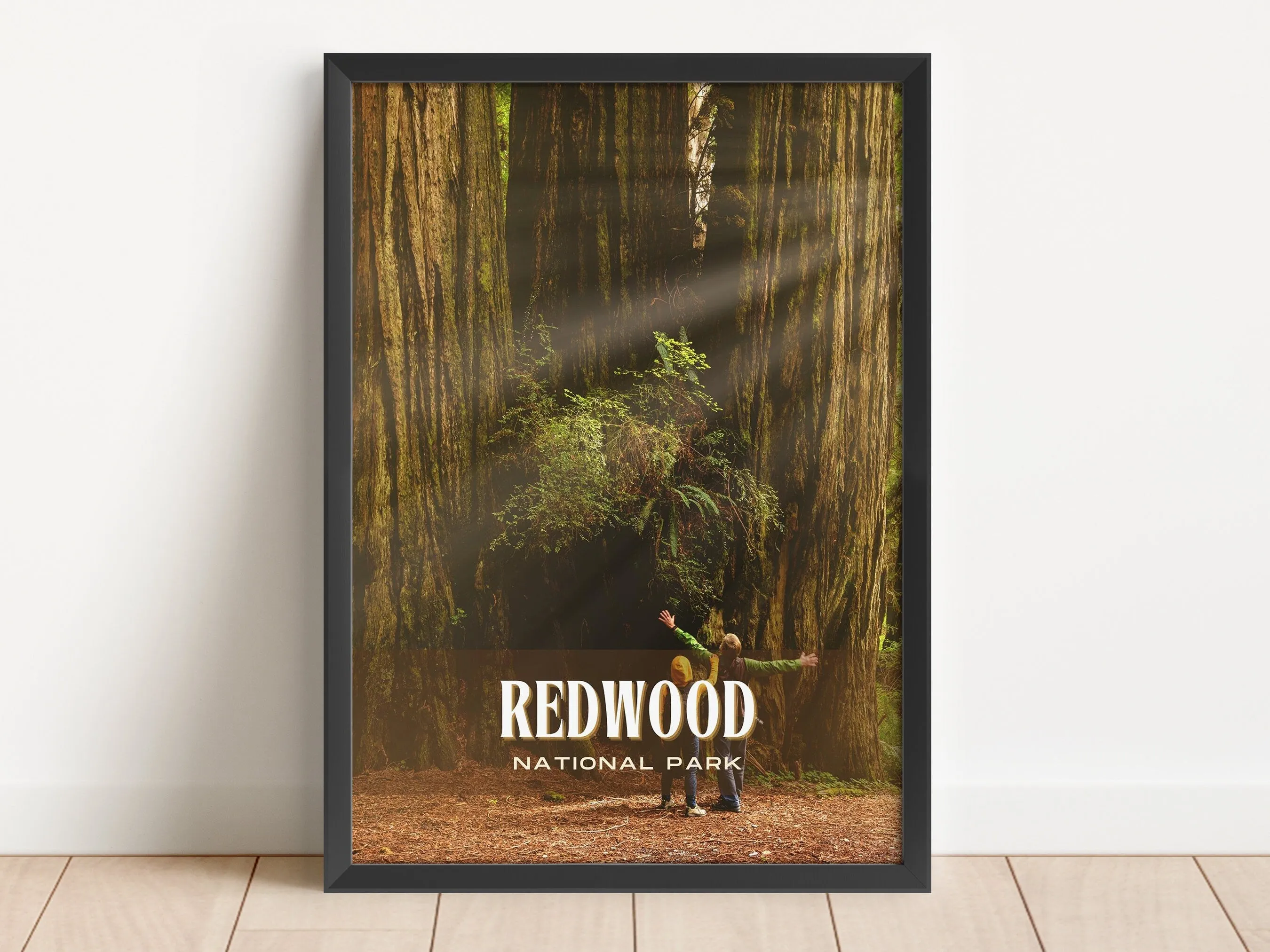 Redwood National Park Retro Wall Art, California, USA