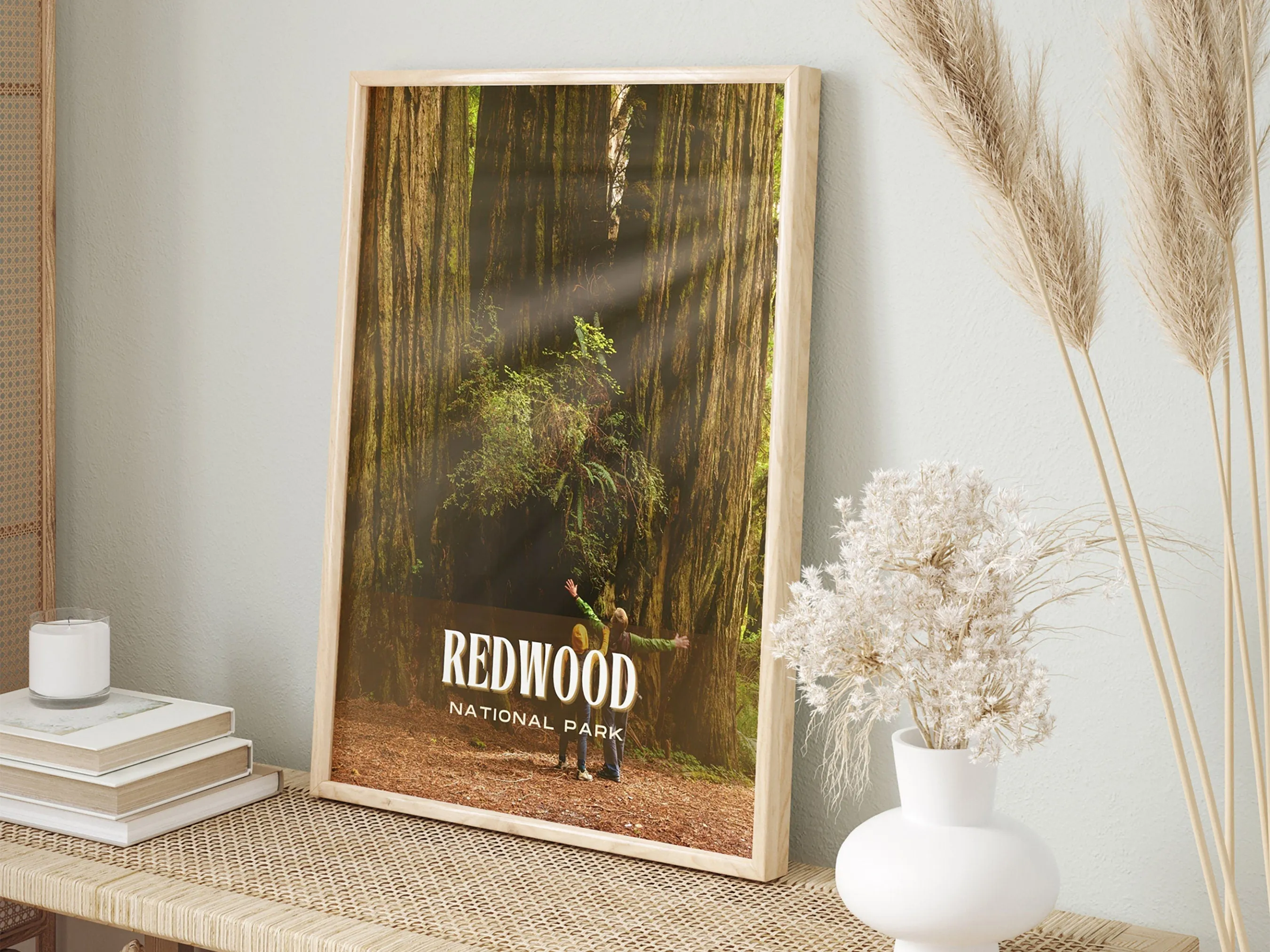 Redwood National Park Retro Wall Art, California, USA