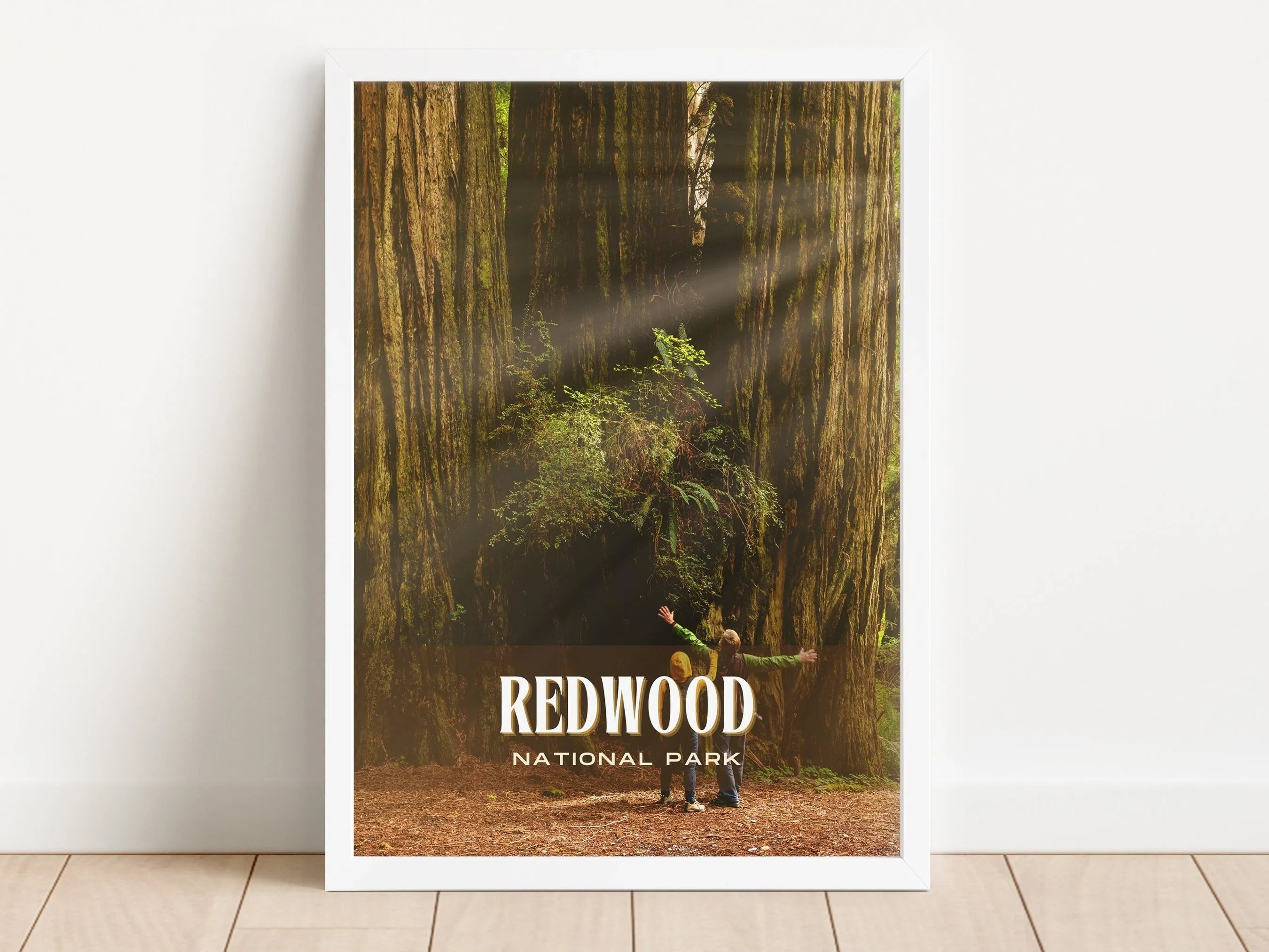 Redwood National Park Retro Wall Art, California, USA
