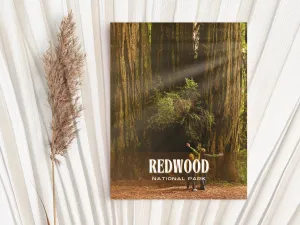 Redwood National Park Retro Wall Art, California, USA