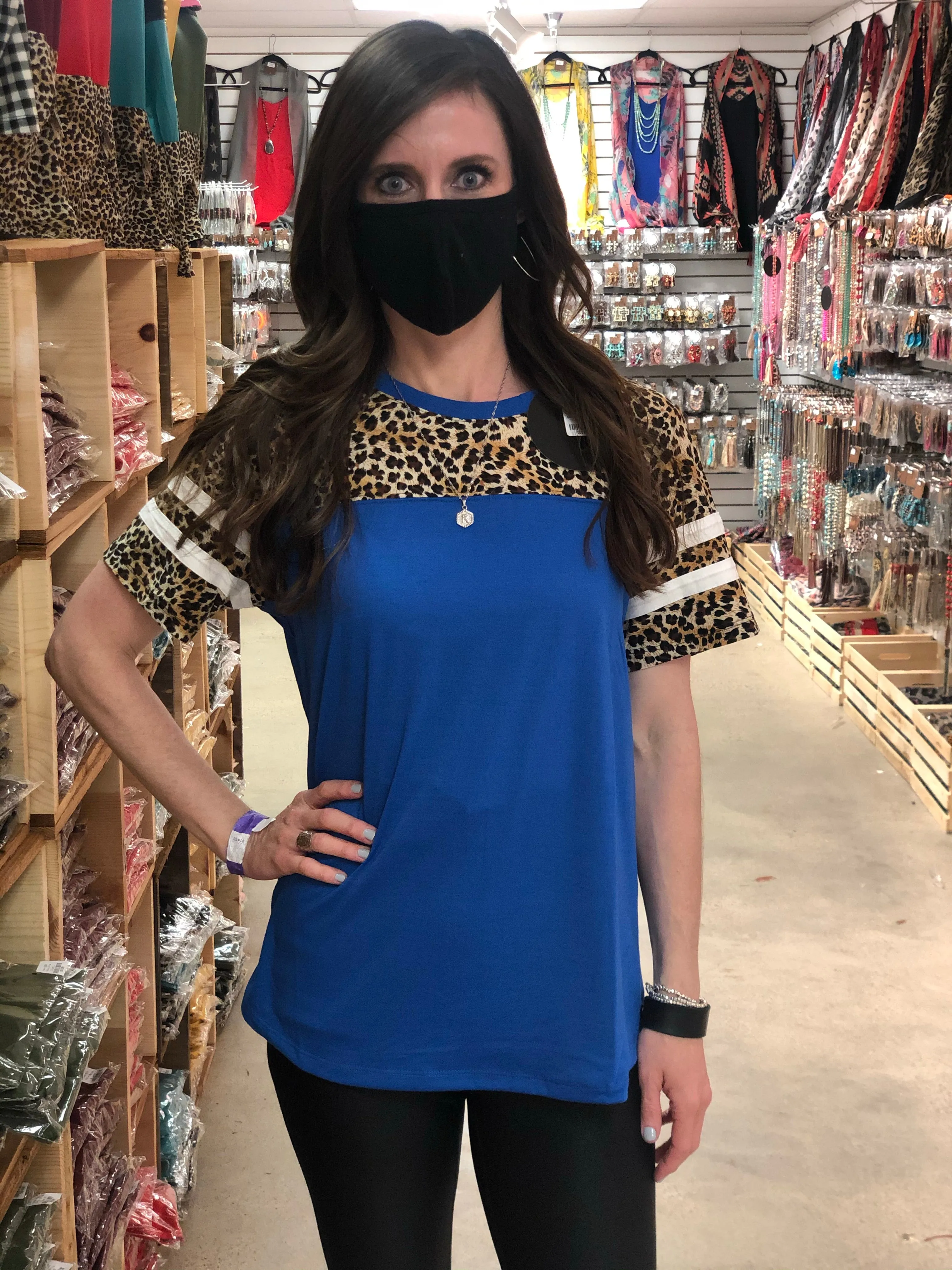 Reese Short Sleeve with Leopard & Stripes-4 Colors Available