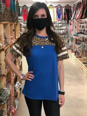 Reese Short Sleeve with Leopard & Stripes-4 Colors Available