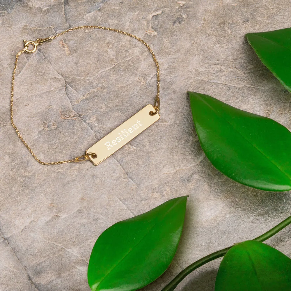“Resilient” Engraved Self-Affirmation Bar & Chain Bracelet