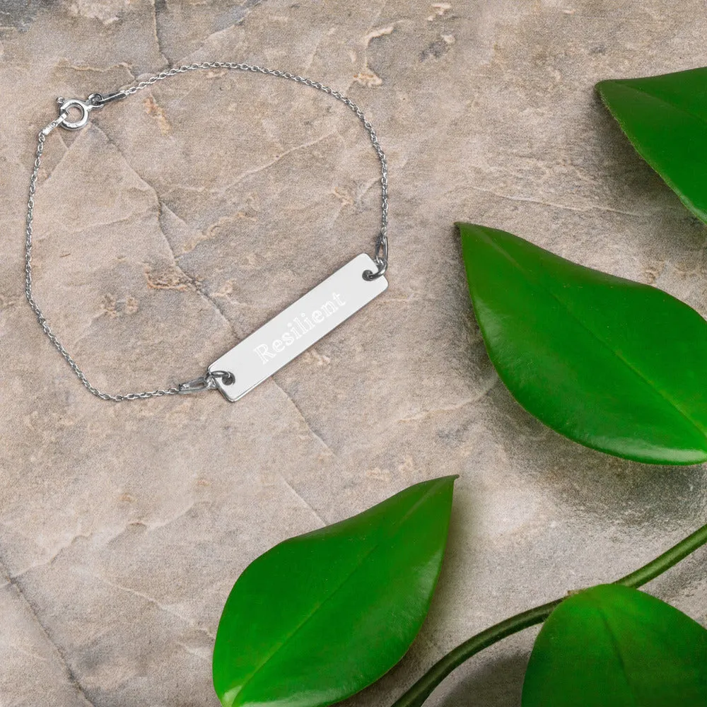 “Resilient” Engraved Self-Affirmation Bar & Chain Bracelet
