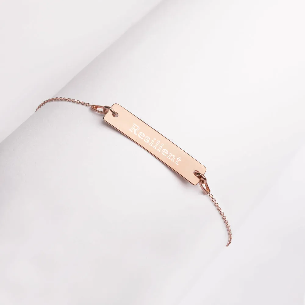 “Resilient” Engraved Self-Affirmation Bar & Chain Bracelet