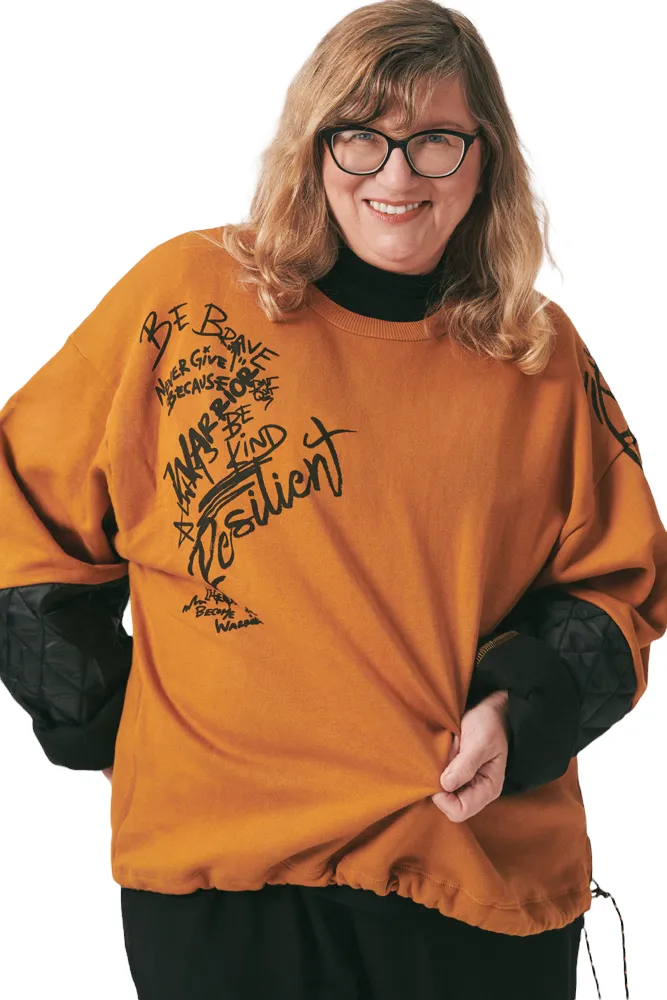 Resilient Unisex Crewneck sweatshirt with Quilted Sleeve in Camel