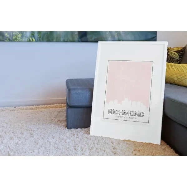 Richmond Virginia skyline and map with coordinates