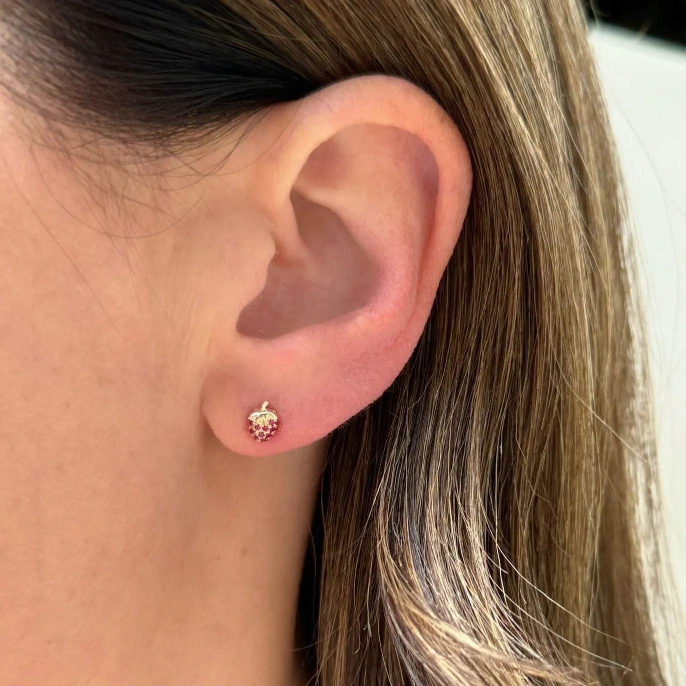 Ruby Mini Strawberry Stud Earring