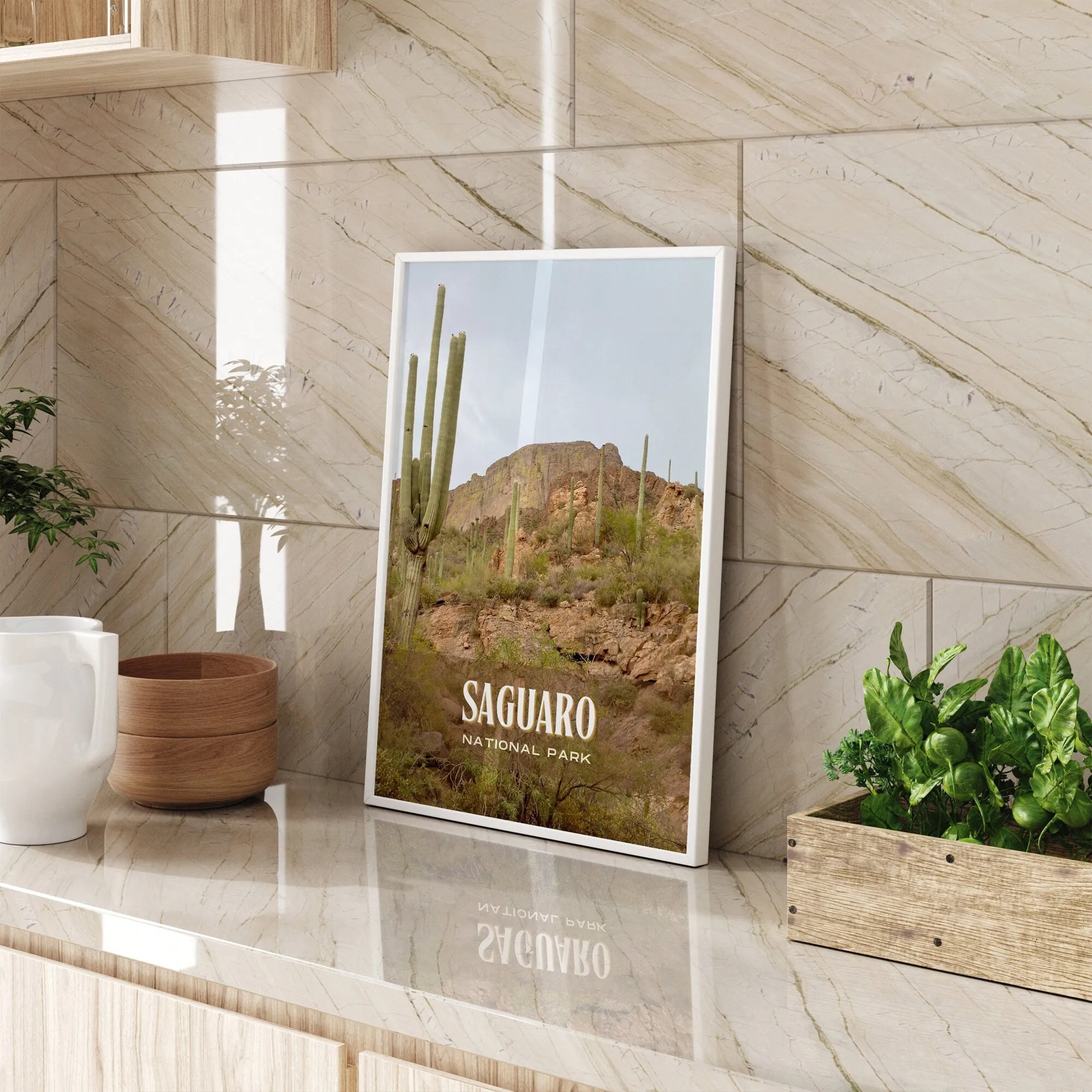 Saguaro National Park Retro Wall Art, Arizona, USA