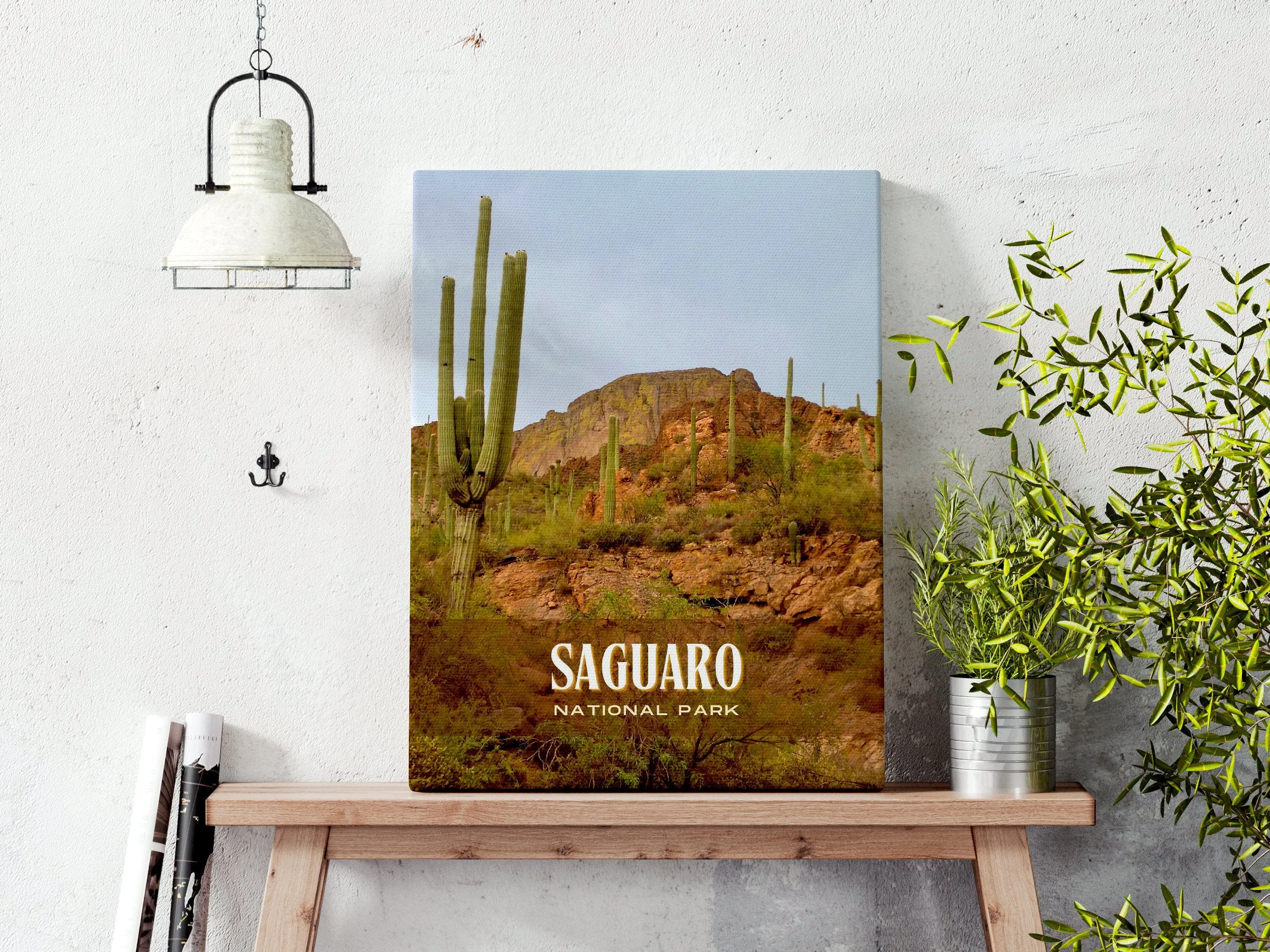 Saguaro National Park Retro Wall Art, Arizona, USA